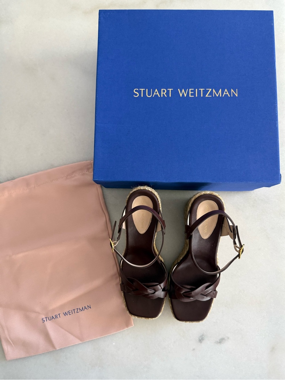 Stuart Weitzman Braida Wedge Espadrille — Size 6.5 — Mahogany